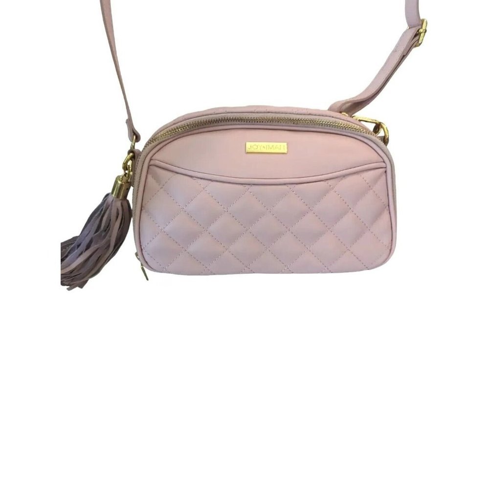 Joy & Iman Diamond Quilted Genuine Leather Crossbody with RFID Dark Blush